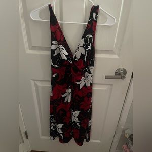 Red and Black Flower Midi Dress size medium